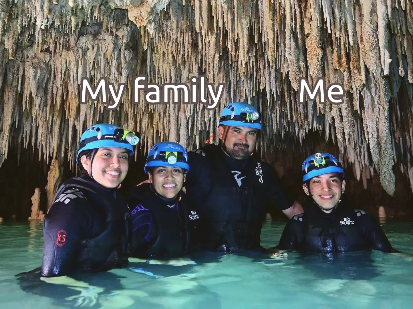 A photo of my family and I exploring a cave